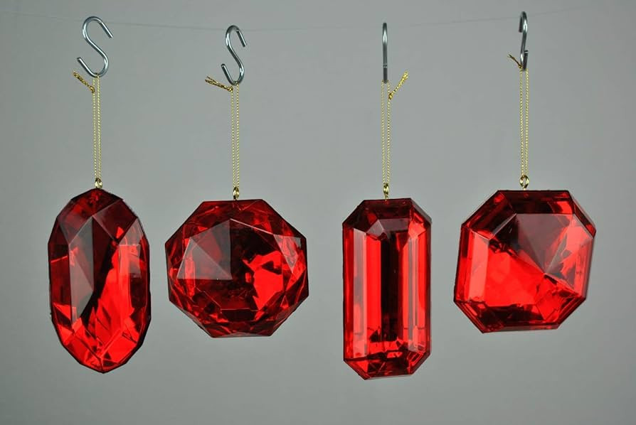 Queens of Christmas 4 Pack Jewel Christmas Ornaments, 5", Red, 4 Count | Amazon (US)