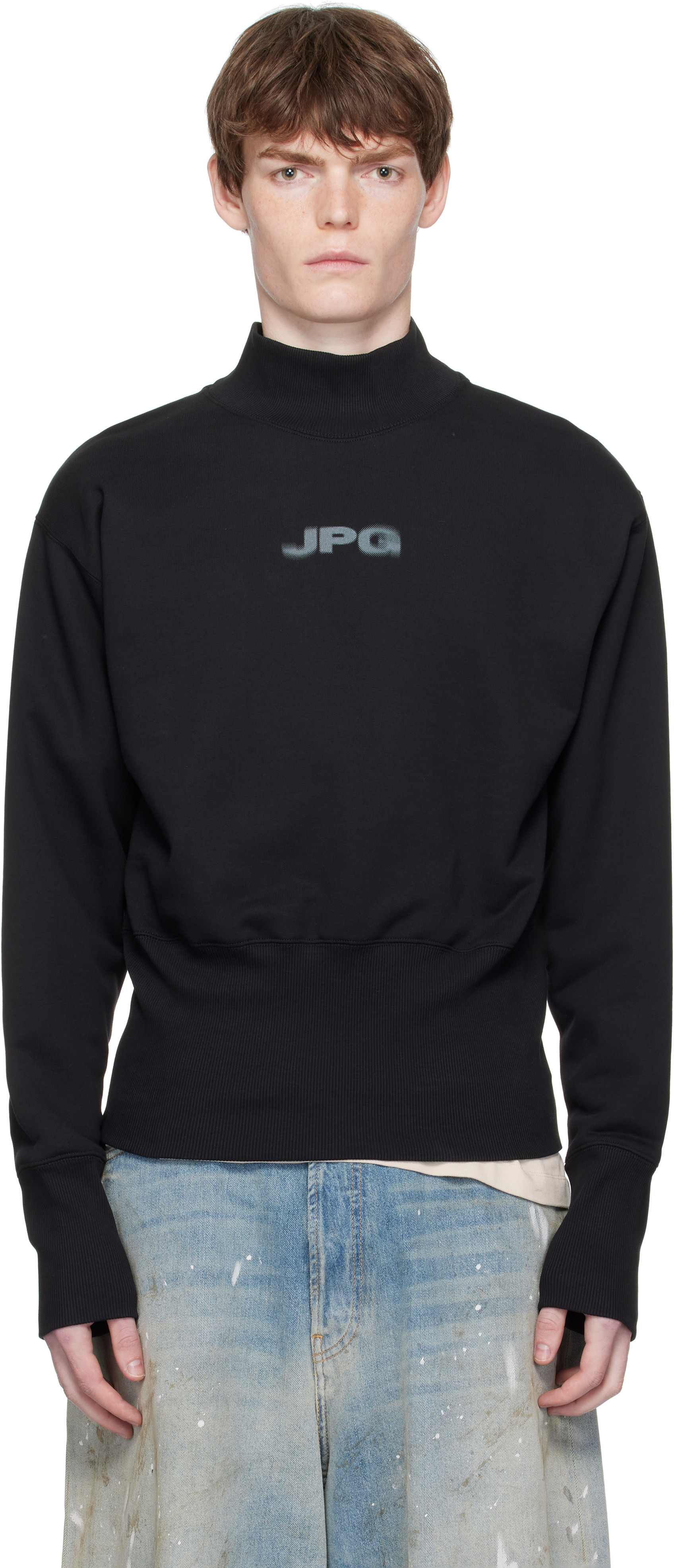 Jean Paul Gaultier Black Cropped Sweatshirt | SSENSE