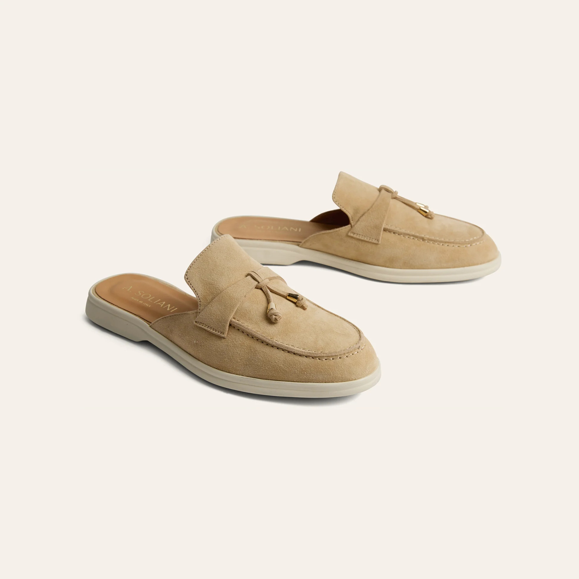 Lisa Slide Sneaker Tassels - Sand Suede | A.Soliani