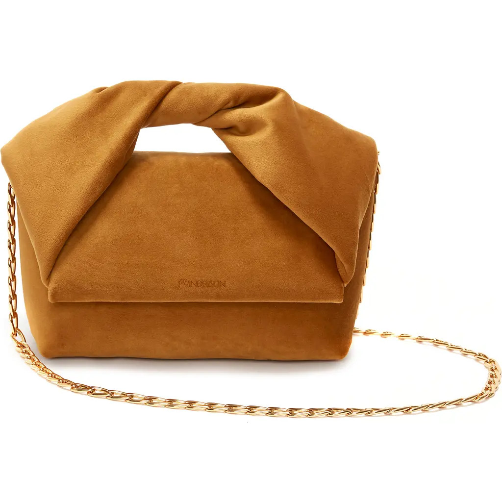JW Anderson Medium Twister Faux Suede Top Handle Bag in Mustard at Nordstrom | Nordstrom
