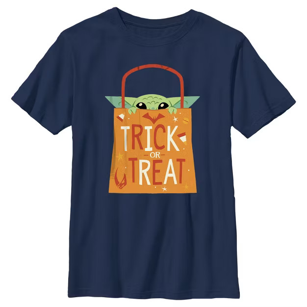 Boy's Star Wars The Mandalorian Halloween Grogu Trick or Treat Bag T-Shirt | Target