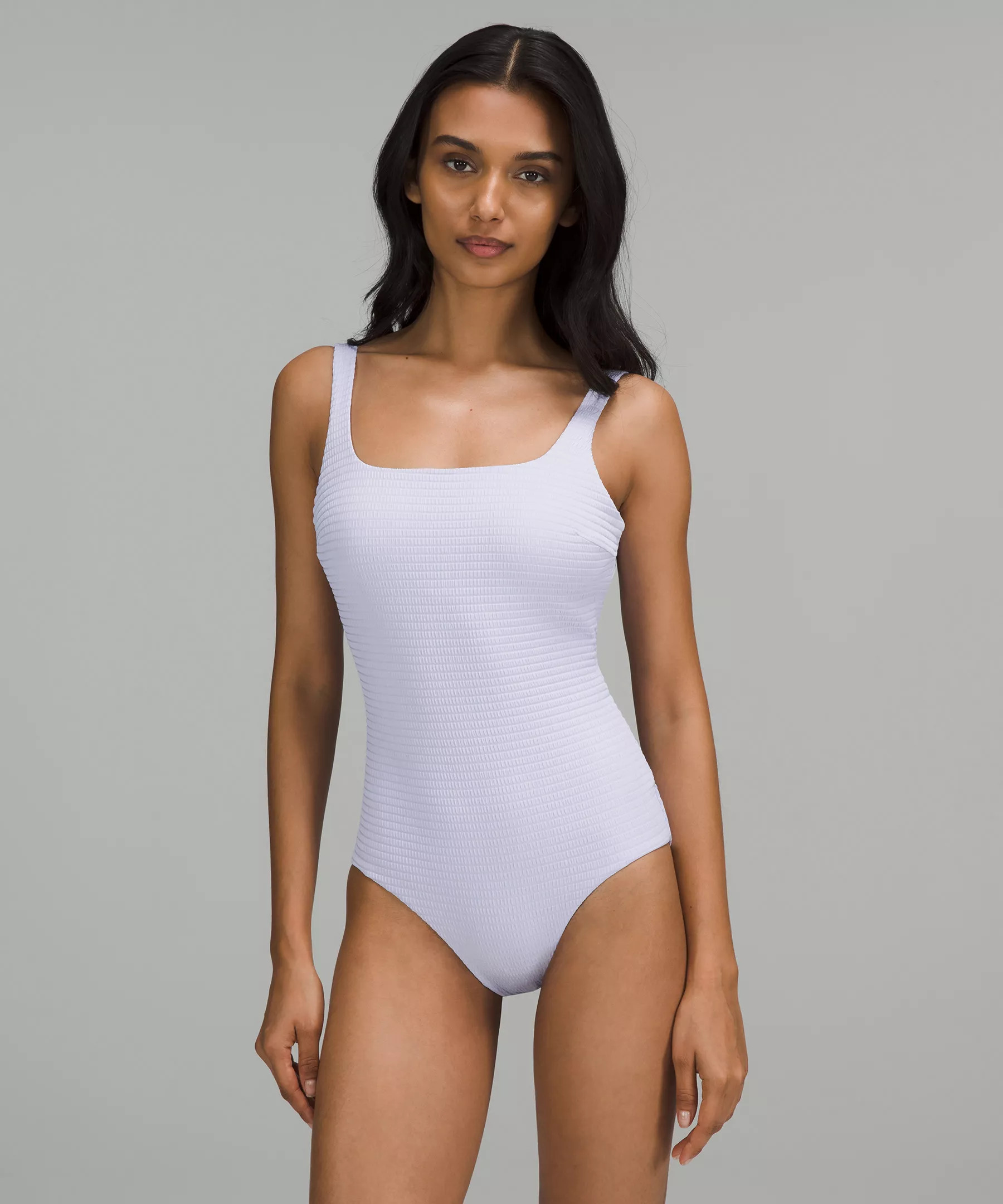 Waterside Square-Neck One-Piece Swimsuit Smocked B/C Cup, Medium Bum Coverage | Lululemon (CA)