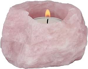 rockcloud Natural Raw Rose Quartz Taper Tea Light Candle Holder Air Plant Holder Healing Stone Ho... | Amazon (US)