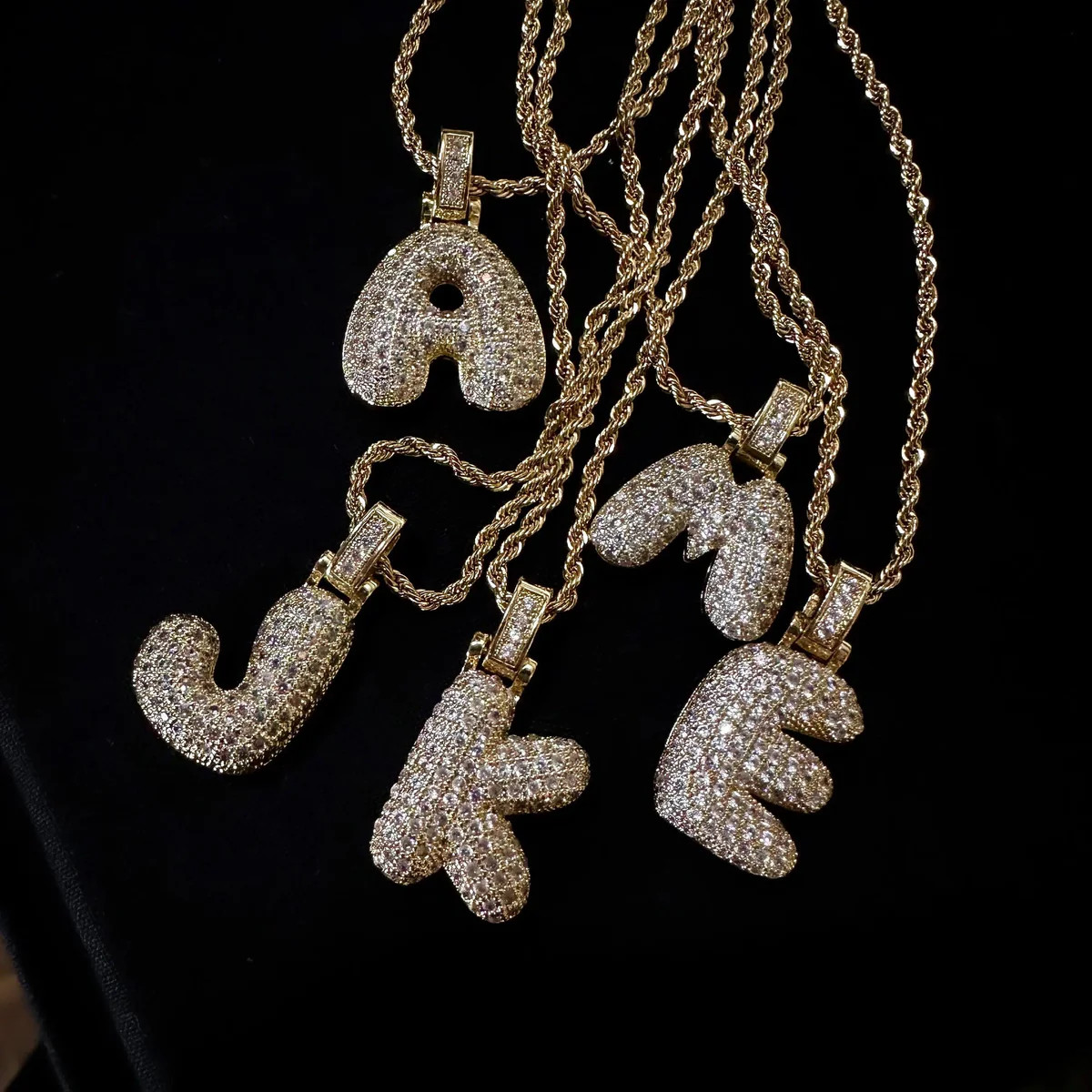 Bubble Initial Necklace - Rope Chain - Ahava J | Ahava Jewels