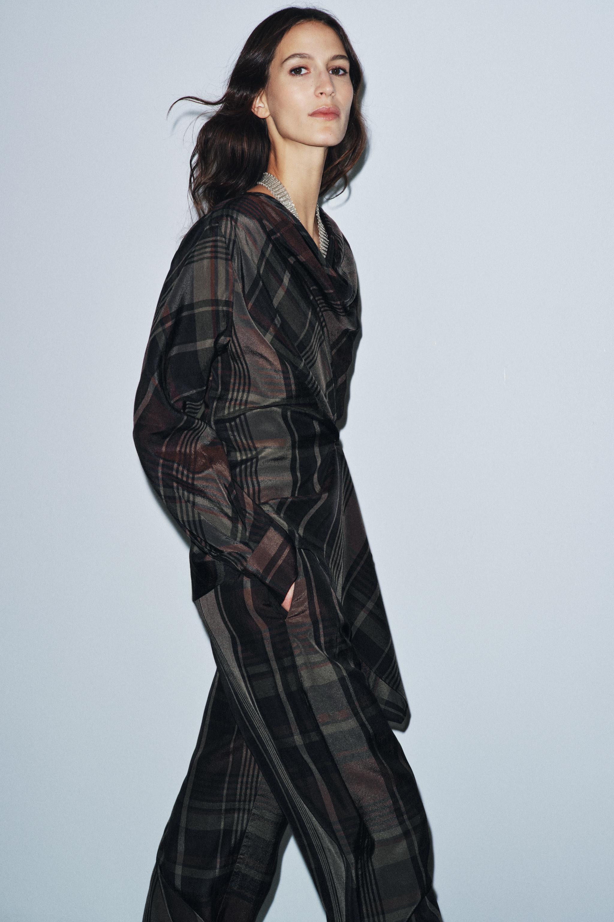 ZW COLLECTION DRAPED CHECK TOP | Zara UK