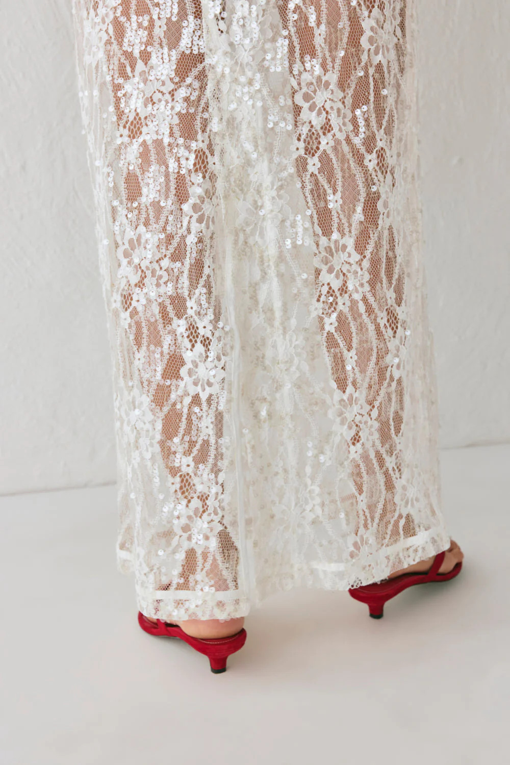 Devyn Sequin Midi Skirt White | VRG Grl