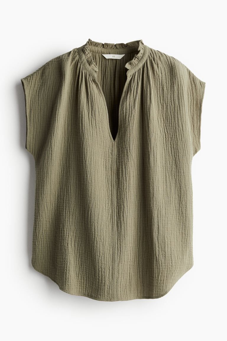 Frill-trimmed cotton blouse | H&M (UK, MY, IN, SG, PH, TW, HK)
