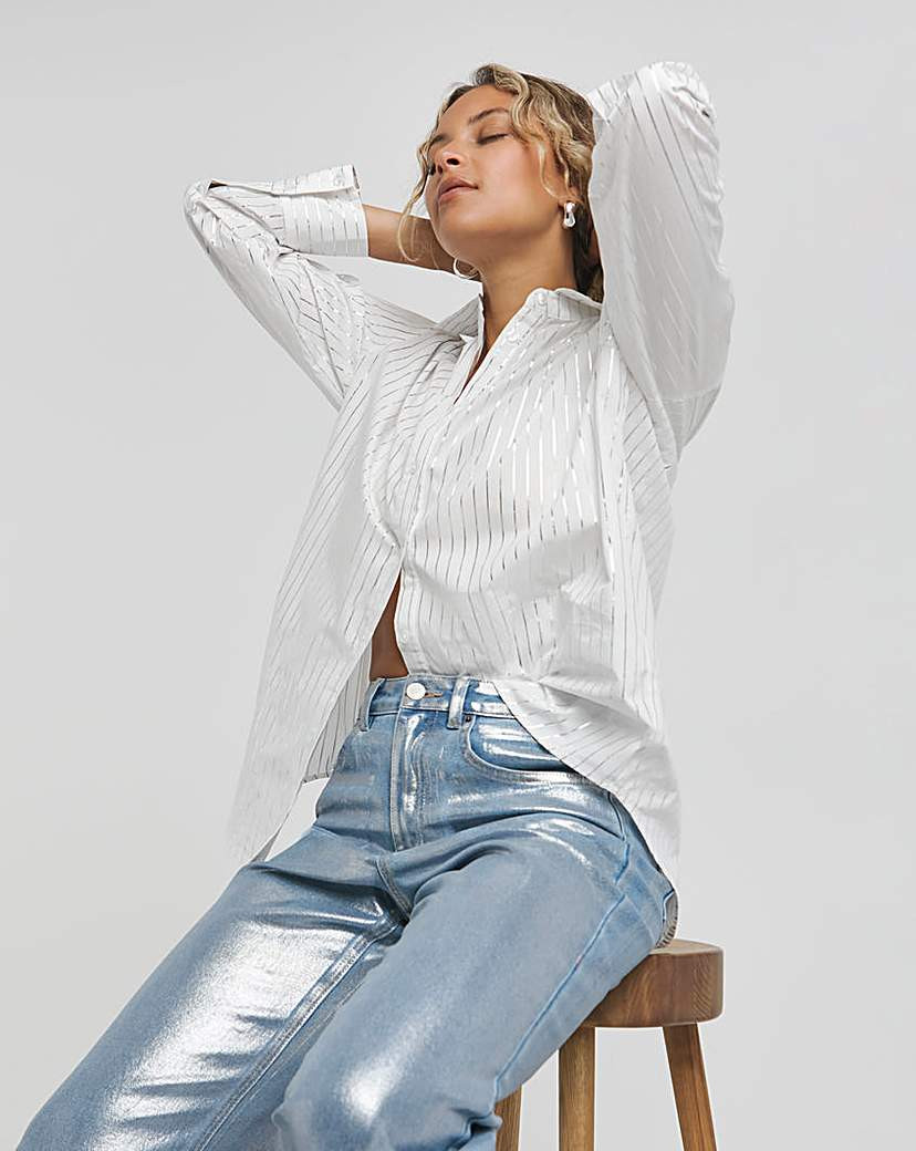 Lurex Stripe Shirt | Simply Be | Simply Be (UK)