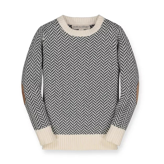 Hope & Henry Boys' Crewneck Pullover Sweater with Elbow Patches, Infant | Target