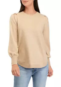 Crown & Ivy™ Women's Crew Neck Solid Tunic Sweater | Belk