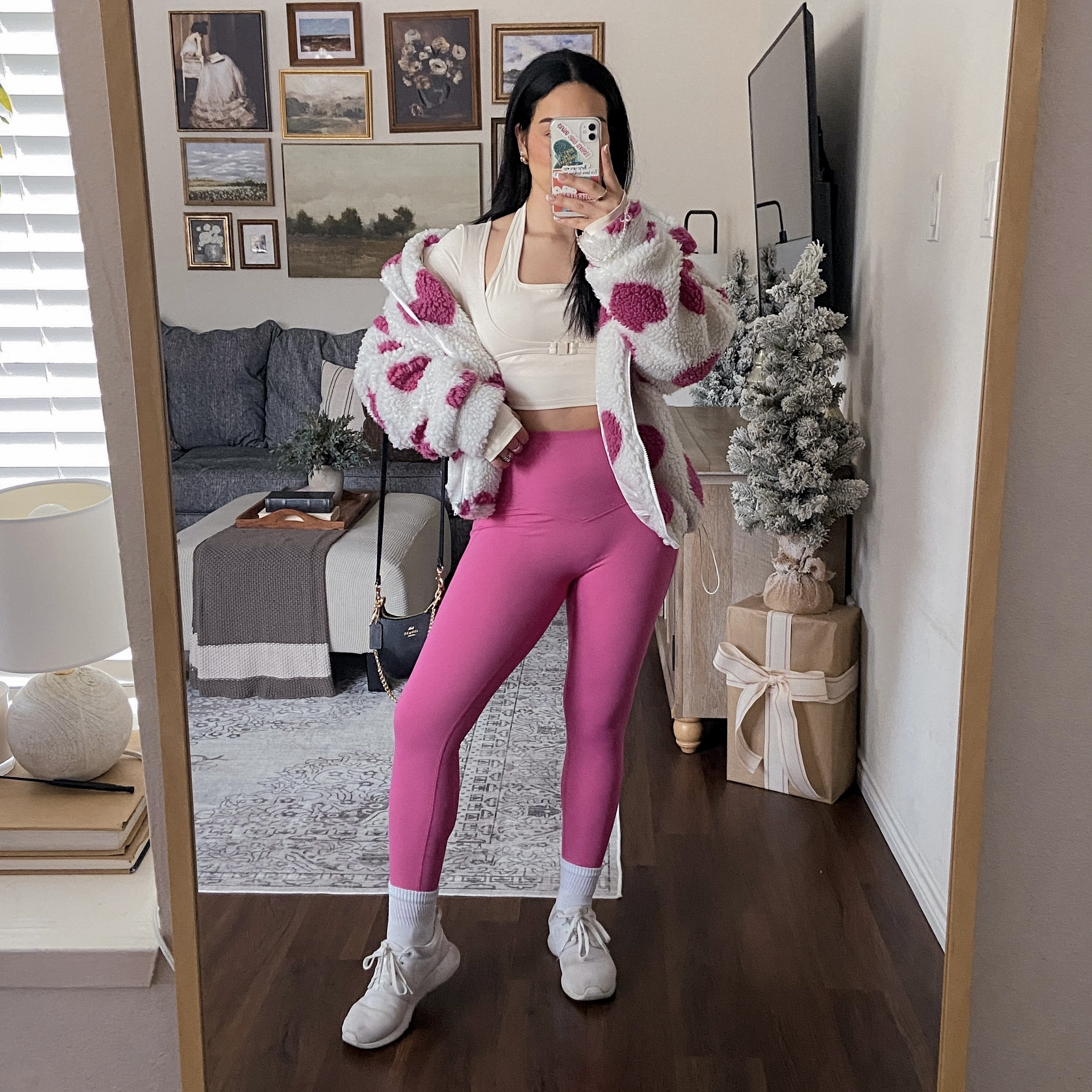 I’m wearing both the top and the bottoms in a size medium and both fit true to size. Both have buttery soft fabric with stretch. The opacity is great on both. Linked a similar jacket bc this one is unfortunately no longer sold *it’s from last year*

🏷️: casual Valentine’s Day outfit, casual galentine’s day outfit, Valentine outfit ideas, subtle Valentine’s Day outfit, workout outfit, workout clothes, workout apparel, athleisure 


#LTKWatchNow #LTKSeasonal #LTKFitness