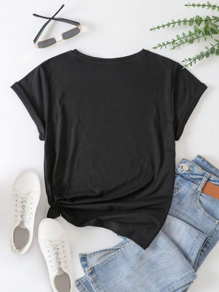 SHEIN LUNE Slogan Graphic Tee | SHEIN