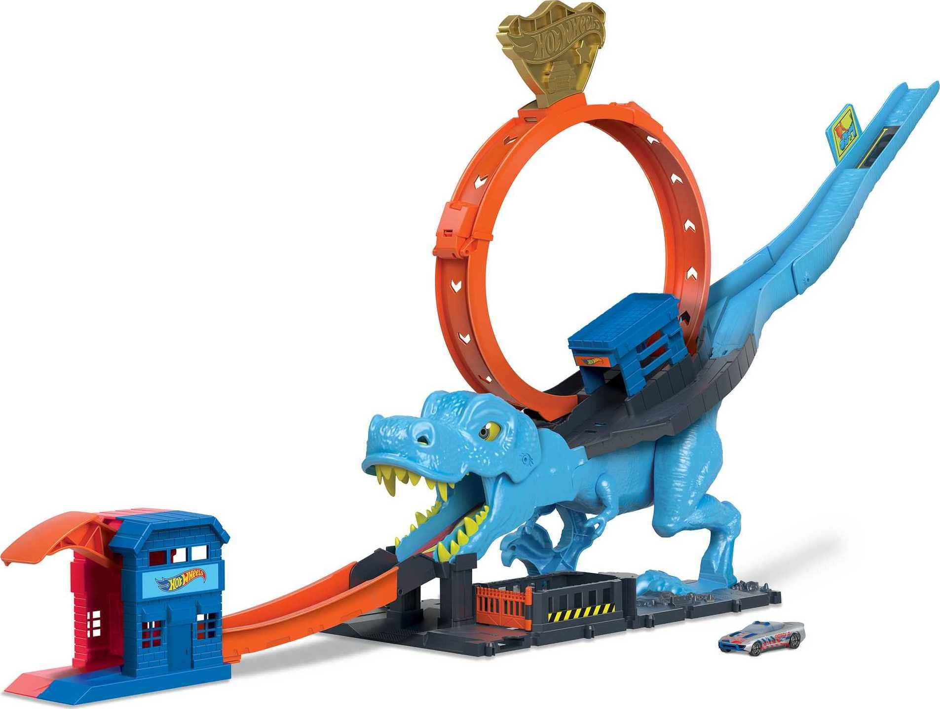 Hot Wheels City Track Set with 1 Toy Car, Race Through a Giant Loop to Defeat a Big Dinosaur, T-R... | Amazon (US)