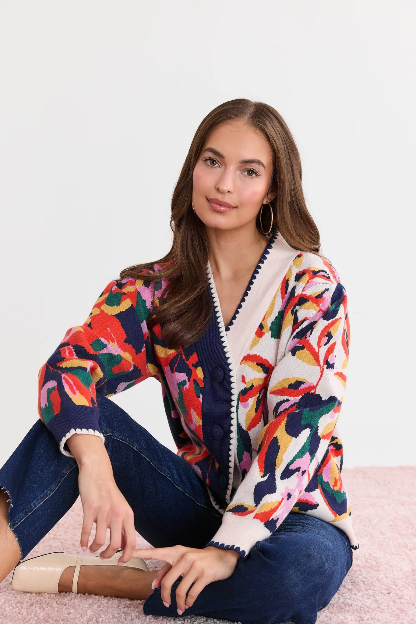 Leslie Navy Floral Cardigan | Avara