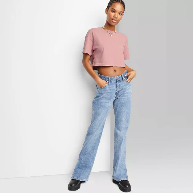 Women's Short Sleeve Botanical Dyed Boxy Cropped T-Shirt - Wild Fable™ | Target