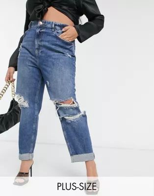 River Island Plus carrie jeans in mid authentic wash | ASOS (Global)