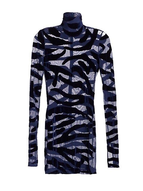 Tiger Print Mesh & Velvet Mini-Dress | Saks Fifth Avenue