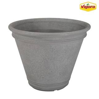 Vigoro 22 in. Alameda Extra Large Gray Plastic Planter (22 in. D x 17.5 in. H) DV22LGWH - The Hom... | The Home Depot