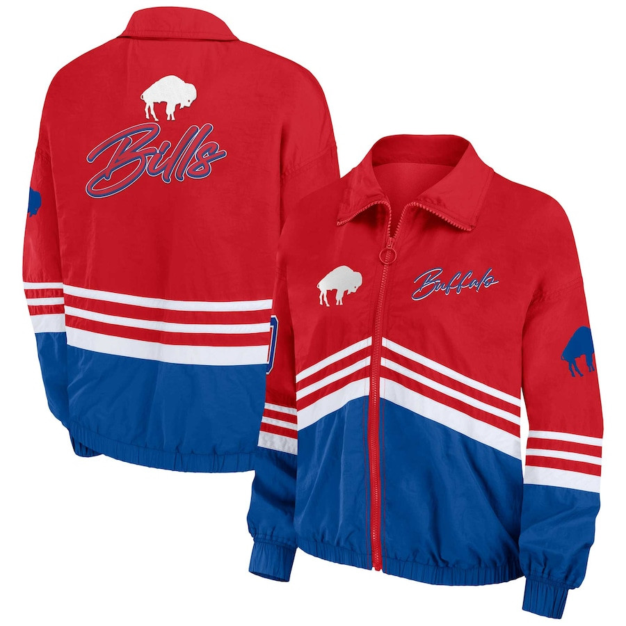 Buffalo Bills WEAR by Erin Andrews Women's Vintage Throwback Windbreaker Full-Zip Jacket - Red | Fanatics