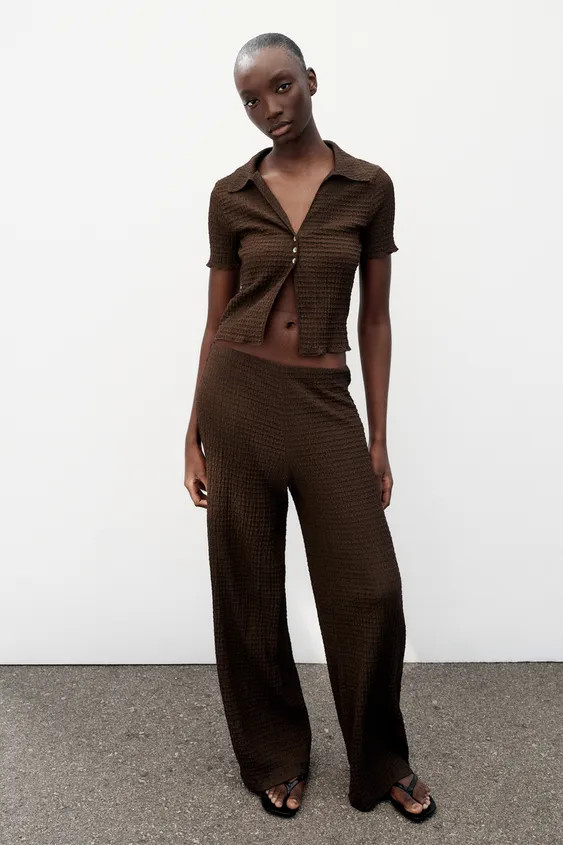 TEXTURED STRAIGHT-LEG TROUSERS | Zara UK