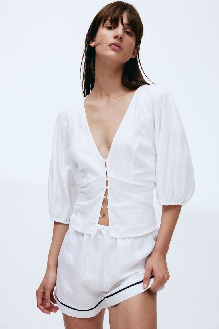 Linen-blend Blouse | H&M (US + CA)