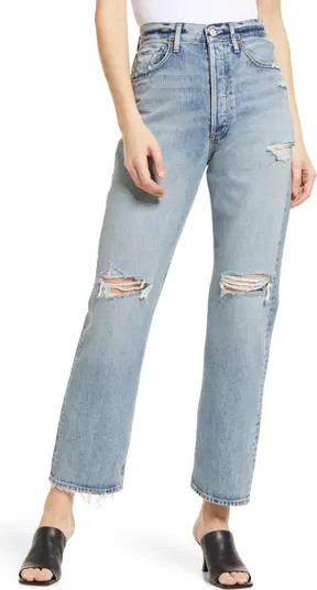 AGOLDE '90s Distressed High Waist Straight Leg Organic Cotton Jeans | Nordstrom | Nordstrom