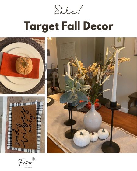 Target has you covered for all your fall decor needs for your home. Love this good vines only door mat and these new black candle stick holders and these new white plates with orange napkins. 

#LTKsalealert #LTKSeasonal #LTKhome