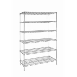6-Tier Commercial Grade Heavy Duty Steel Wire Shelving Unit in Chrome (48 in. W x 72 in. H x 24 i... | The Home Depot