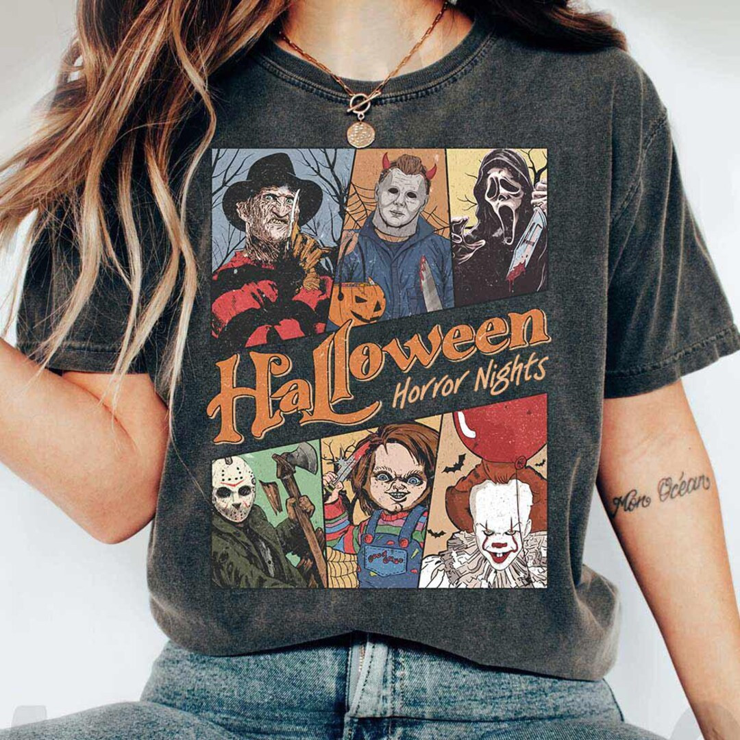 Retro Horror Characters Halloween Shirt, Horror Movie, Halloween Horror Nights 2025, Halloween Fr... | Etsy (US)