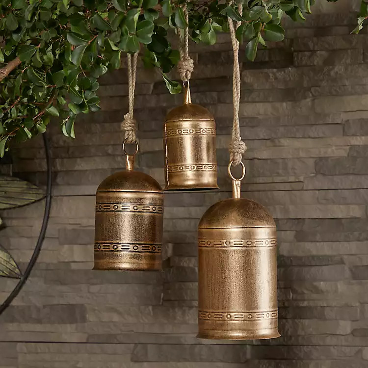 Gold Metal Hanging Bells, Set of 3 | Kirklands