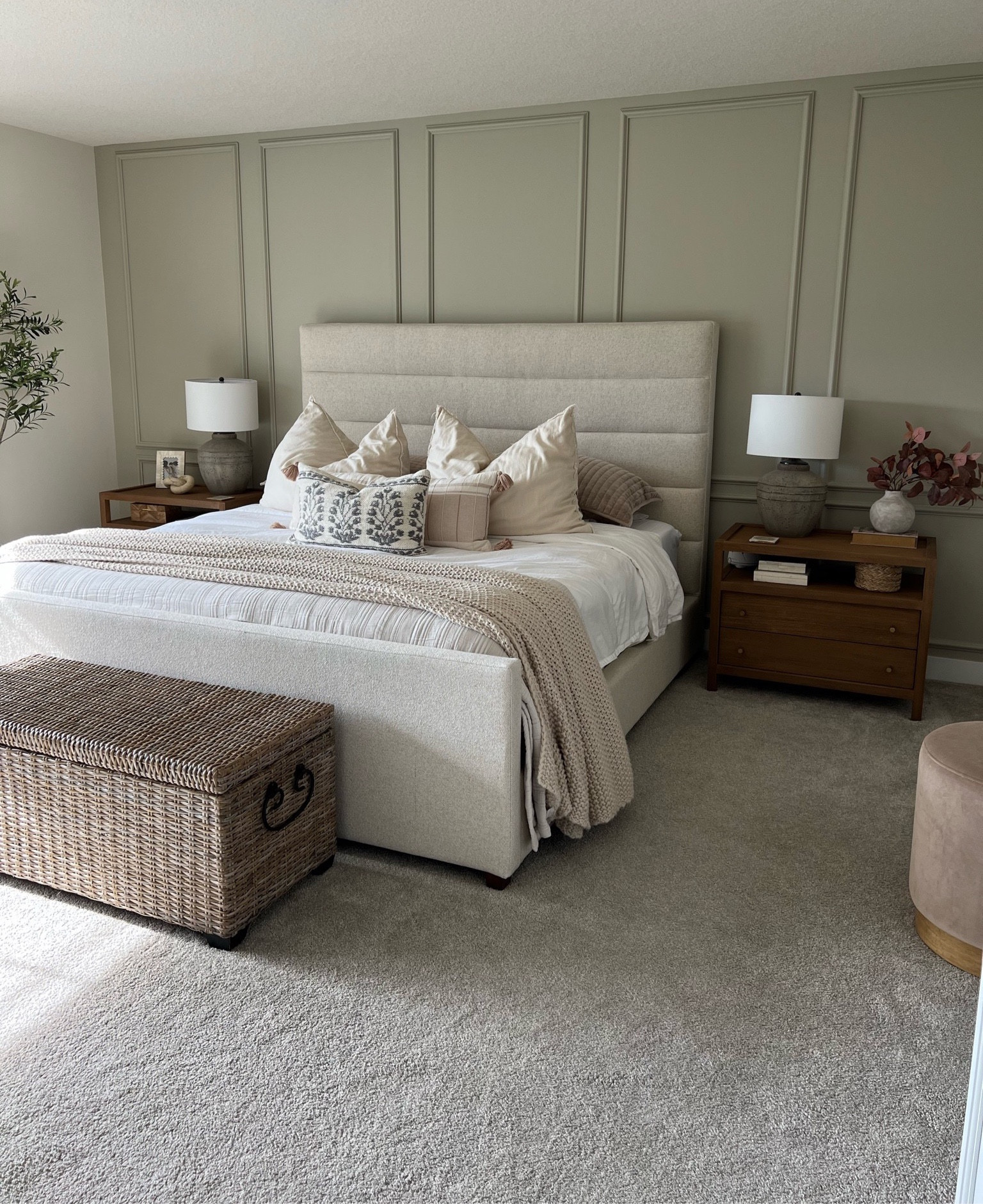 Bedroom links! 
Exact bench from Kirklands (old) similar linked 

Owners bedroom, master bedroom, owners suite, king bed, upholstered bed 

#LTKfamily #LTKhome #LTKstyletip