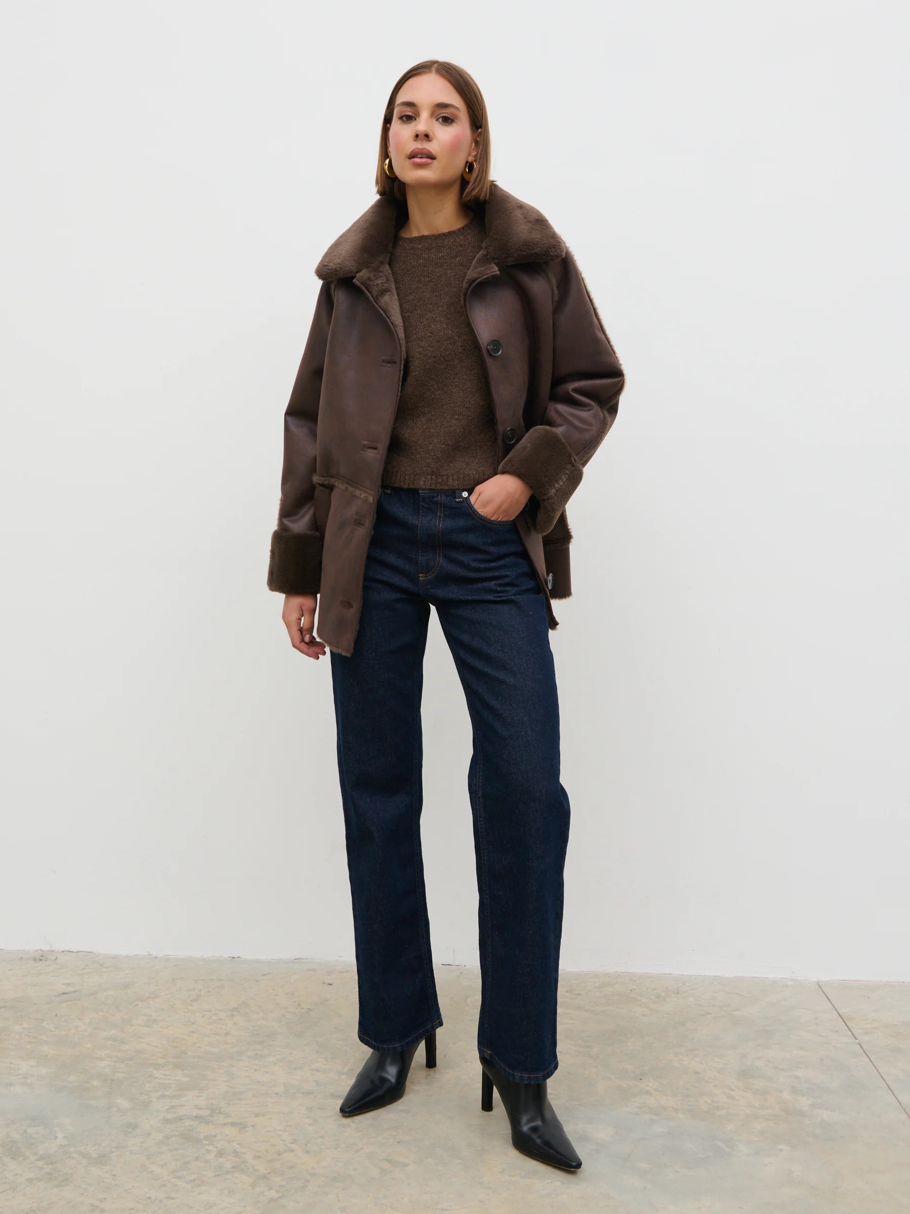 Sawyer Aviator Coat - Brown | Pretty Lavish (UK)