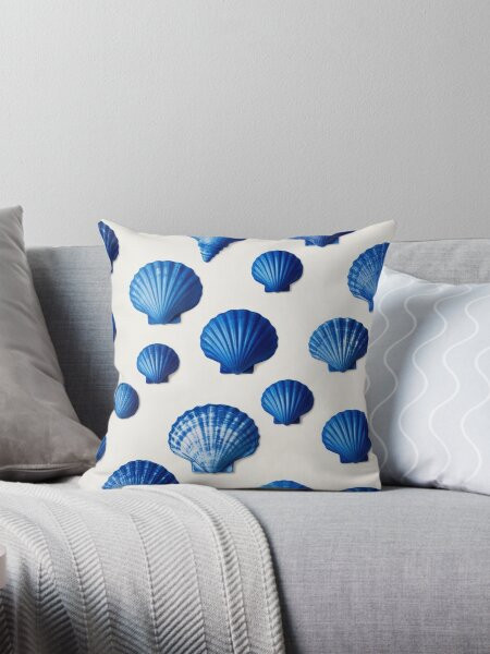 Navy Blue Sea Shells Pillow | Redbubble (US)