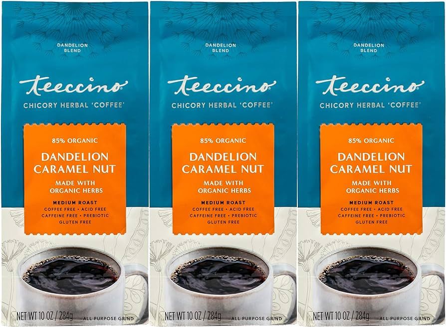 Teeccino Coffee Alternative – Dandelion Caramel Nut – Detox Deliciously with Dandelion Herbal Coffee | Amazon (US)