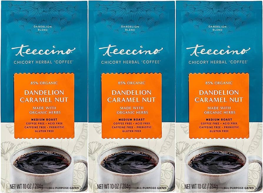 Teeccino Coffee Alternative – Dandelion Caramel Nut – Detox Deliciously with Dandelion Herbal Coffee | Amazon (US)