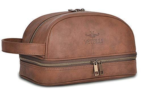 Vetelli Leather Toiletry Bag For Men (Dopp Kit) with free Travel Bottles. The perfect gift and tr... | Amazon (US)