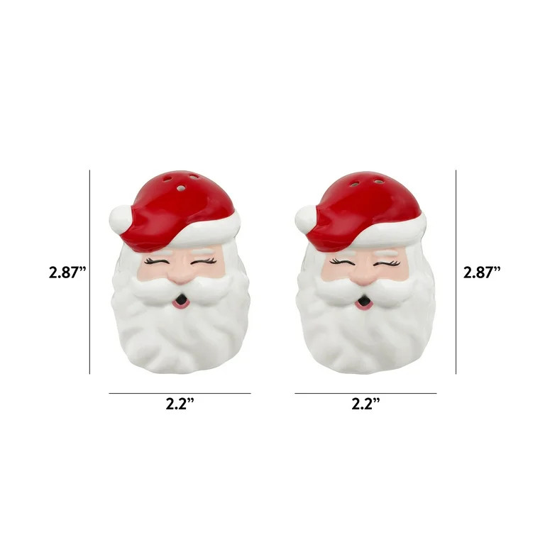 Holiday Time Santa Ceramic Salt Pepper Shakers, Set of 2 | Walmart (US)