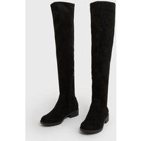 Wide Fit Black Suedette Knee High Boots New Look | New Look (UK)