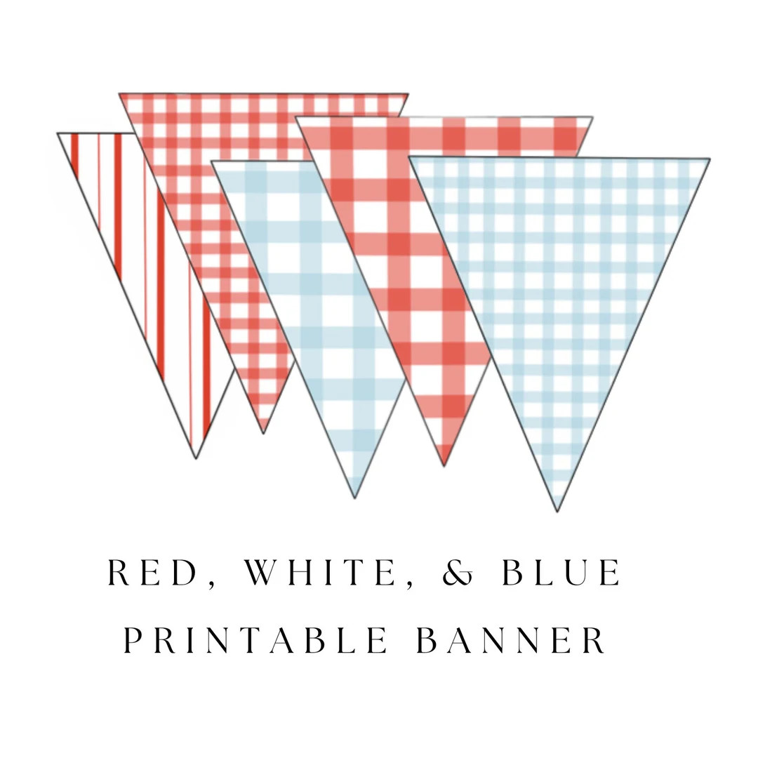 Red White Blue Printable Banner - Gingham - Printable Party Supplies - Etsy | Etsy (US)