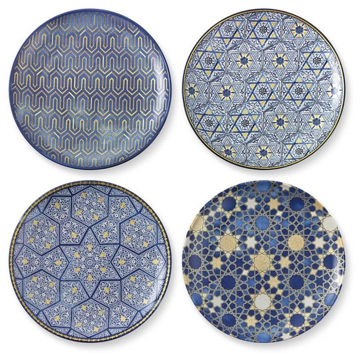 Hanukkah Blue Mosaic Salad Plates, Set of 4, Mixed | Williams-Sonoma