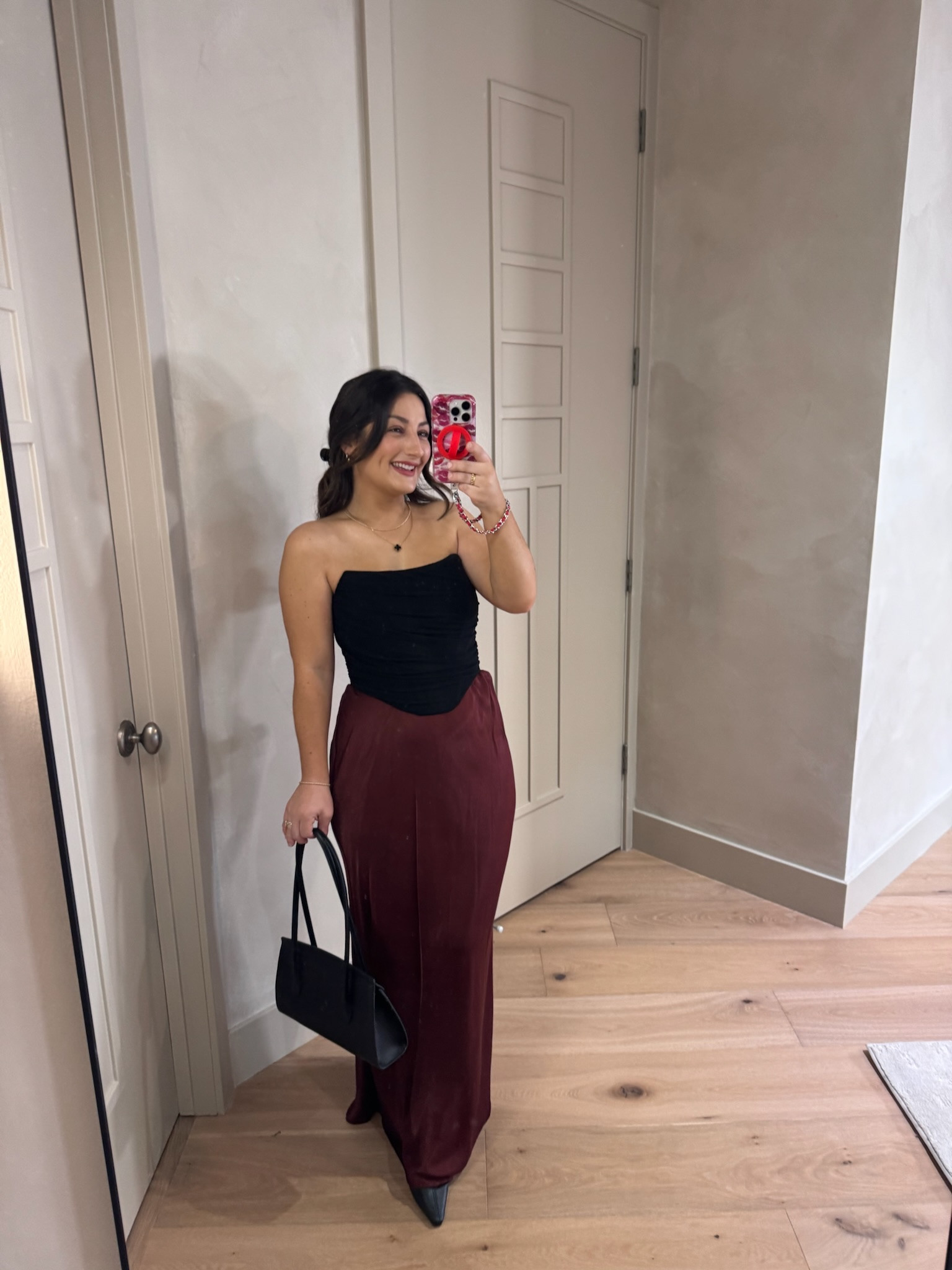 Date night or girls night outfit!! 

Strapless top size 6-8 
Burgundy skirt size medium petite (Linked similar!) 

5’0” 140lbs

#LTKPetite #LTKootd #LTKSeasonal