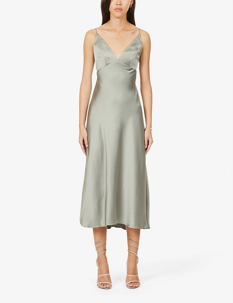 Bellini V-neck satin midi dress | Selfridges