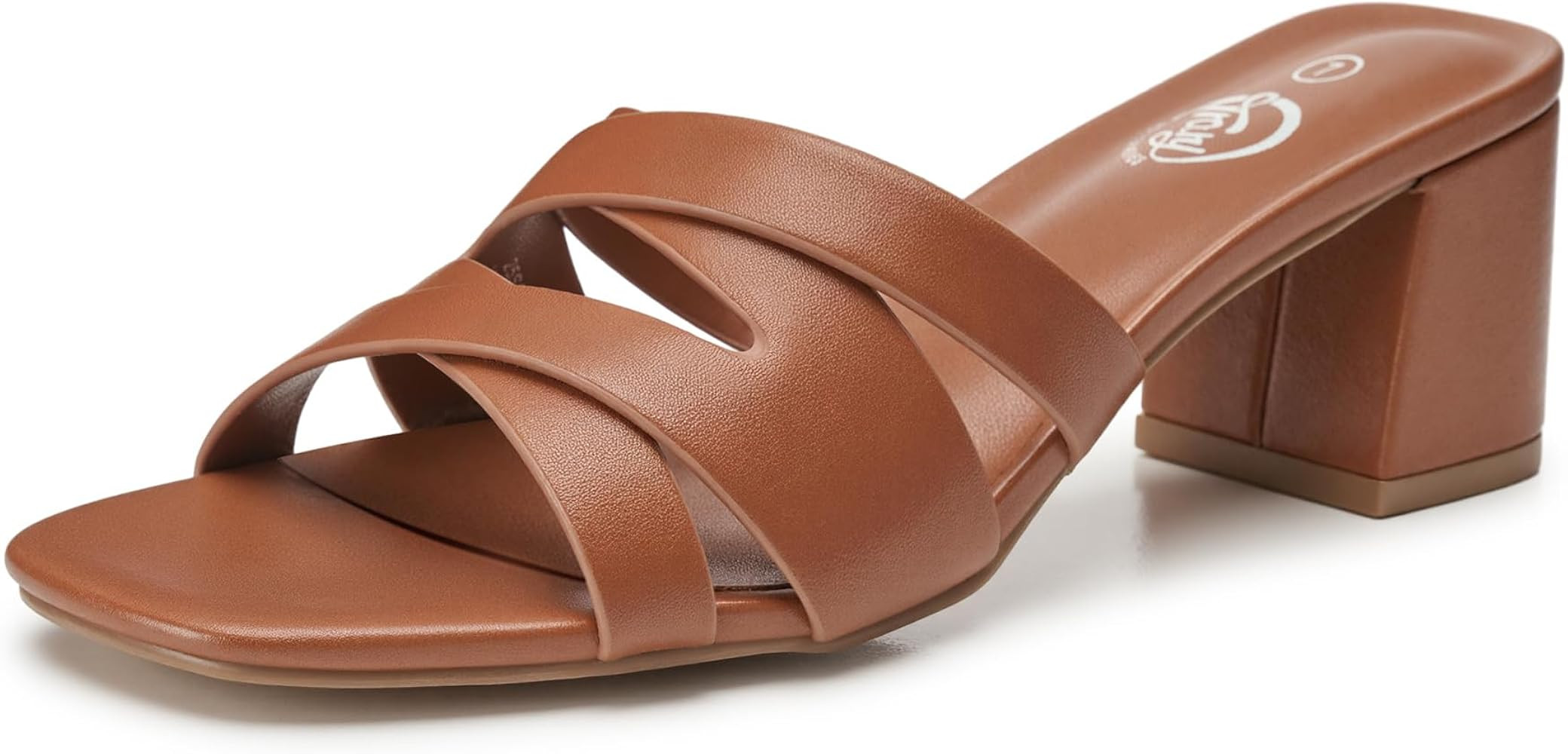 Trary Women’s Chunky Heel Sandals, Strappy Cross-Band Design, Comfortable Vegan Leather Heels f... | Amazon (US)