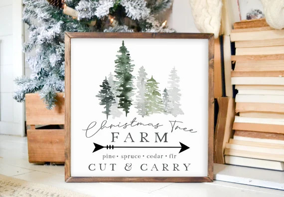 Christmas Tree Farm Cut and Carry Tree Farm Sign Merry Christmas Pine Cedar Fir Sign Seasonal Hom... | Etsy (US)
