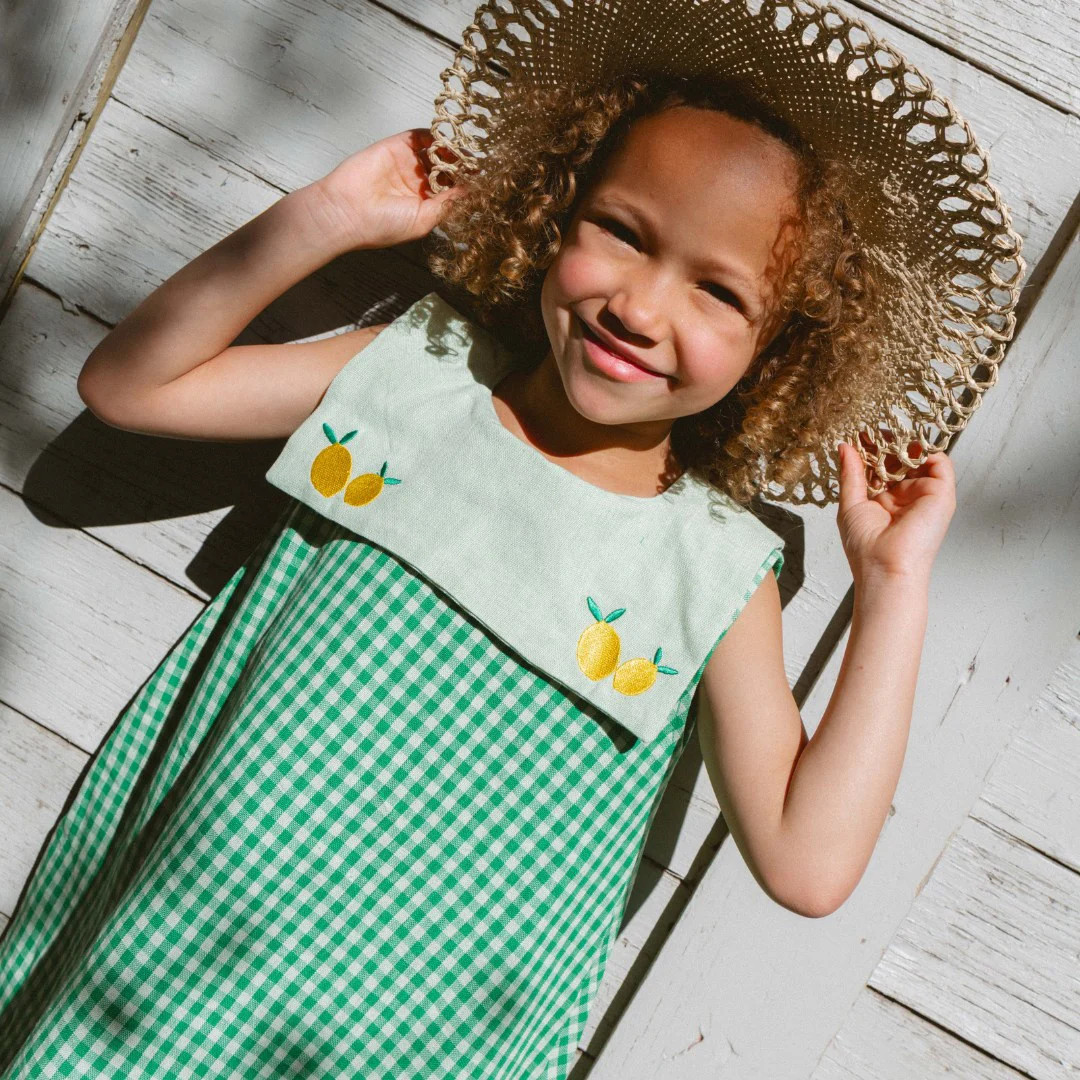 Piper Girl Dress in Limoncello Gingham | Folklore Las Niñas