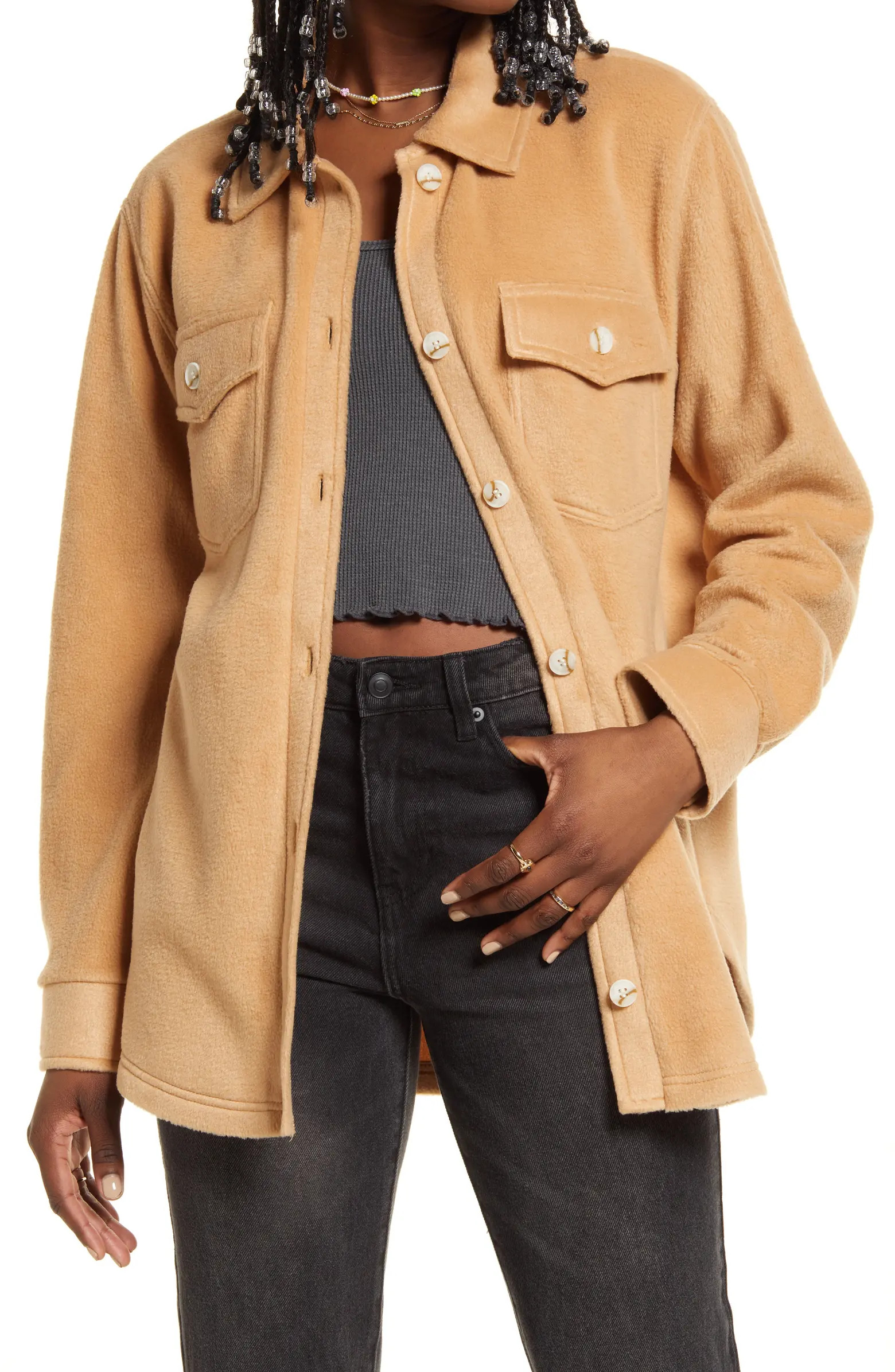 Thread & Supply Plaid Polar Fleece Shacket | Nordstrom | Nordstrom