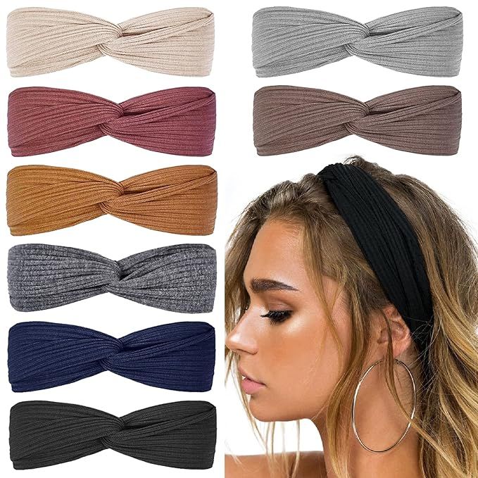 Huachi Headbands for Women Girls Top Knot Stretchy Headband Boho Twist Hair Bands Cute Fashion Ha... | Amazon (US)
