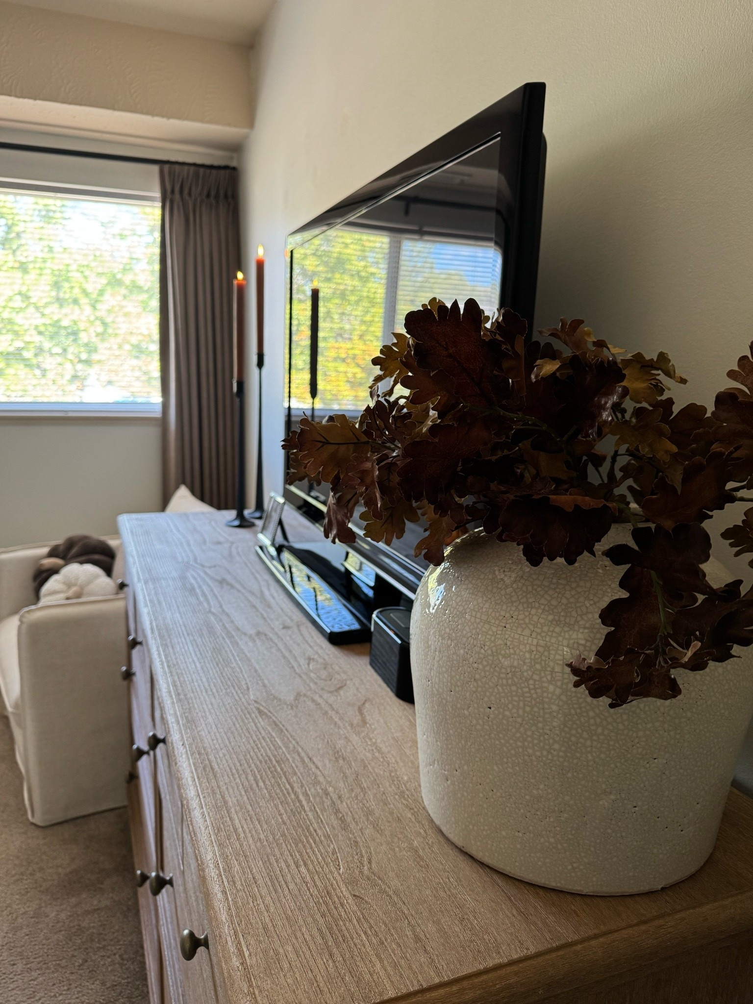 Wood dresser, candlesticks, white vase, leaf stems, Sausalito dresser

#LTKSeasonal #LTKSaleAlert #LTKU