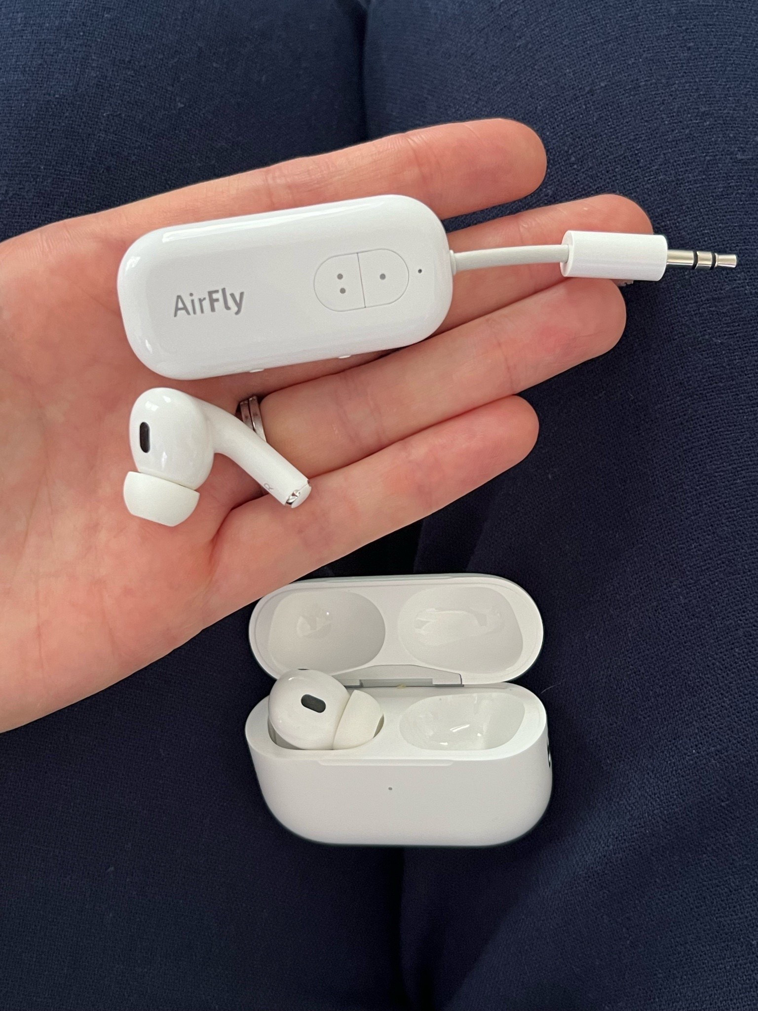 A must for airplane travel & a great stocking stuffer! This Airfly transmitter plugs right into the seat back entertainment screen so you can use your AirPods (or any Bluetooth wireless headphones) to listen to movies, shows, etc. The AirPod Pros are also 20% off right now!

#LTKSaleAlert #LTKTravel #LTKFindsUnder50