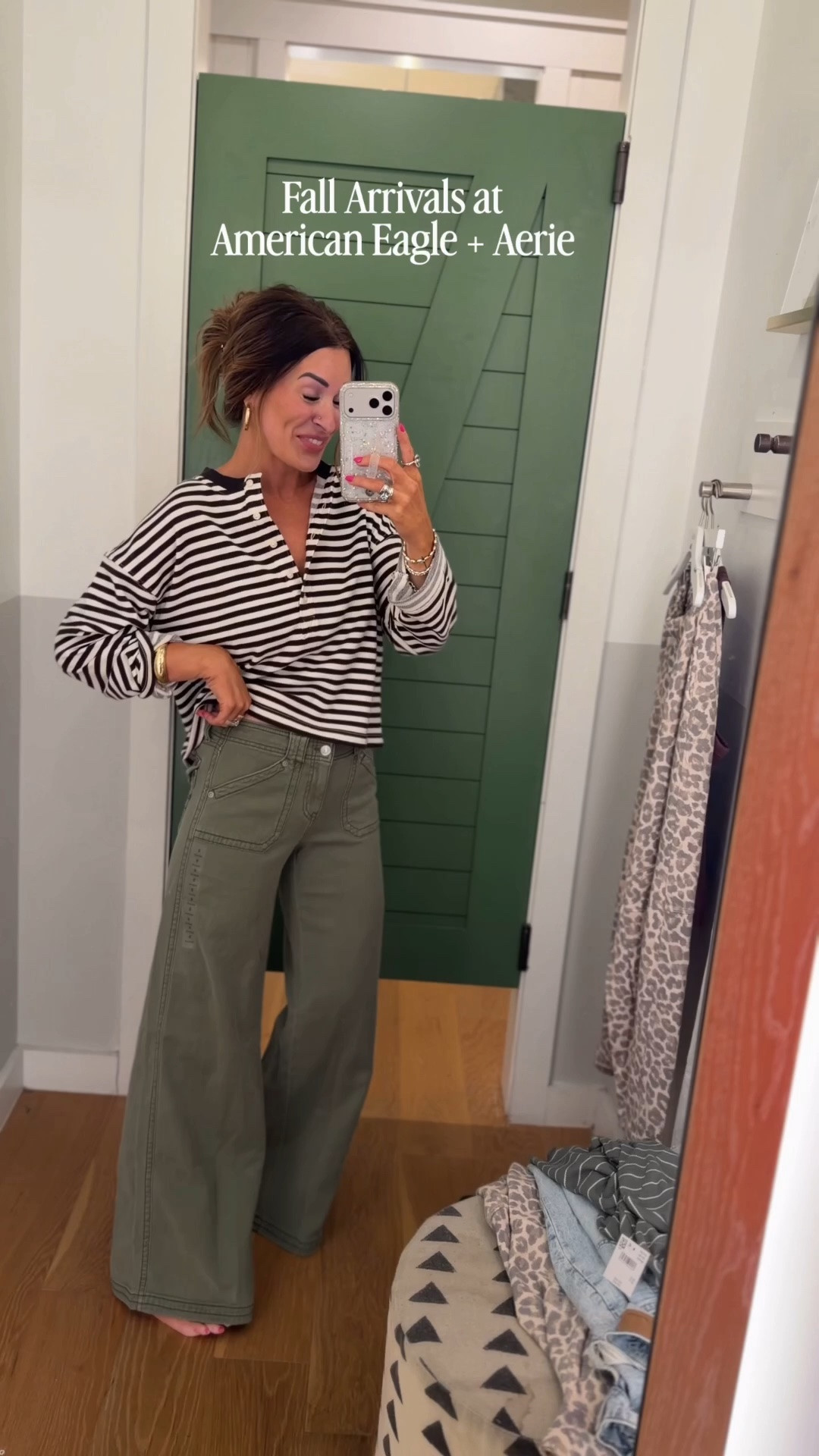 Fall Arrivals at American Eagle, I’m 5”6 for reference!

Green Pants: XS Regular 
Striped Tee: XS
Gray Sweatpants: Small 
AE Coral Tee: Large (my store only had this size but did like the oversized fit)
Burgundy Tank: XS
Leopard Sweatshirt: XS
Jeans: 0 Short 
Striped Longsleeve: XS

#LTKgrwm #LTKootd #LTKdayinmylife